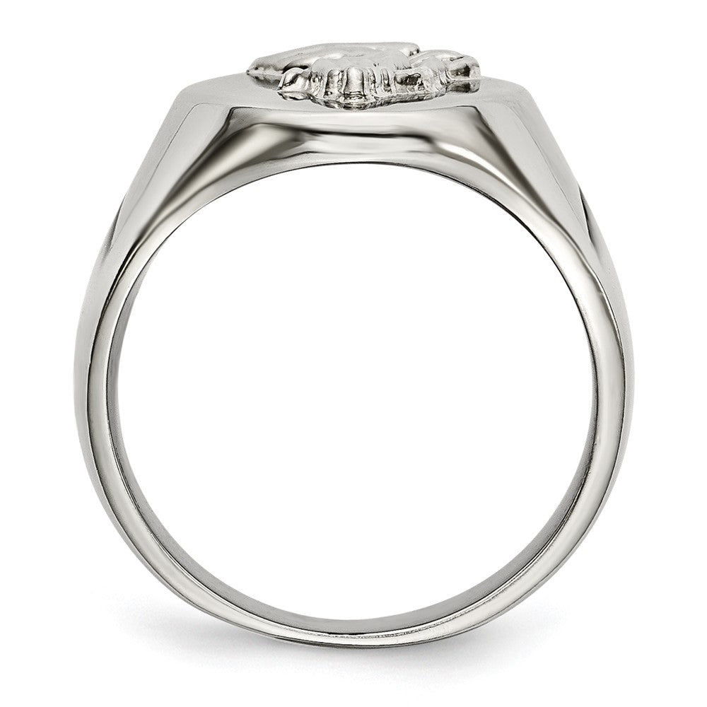 Stainless Steel Polished w/ Sterling Silver Praying Hands Ring Size - 9