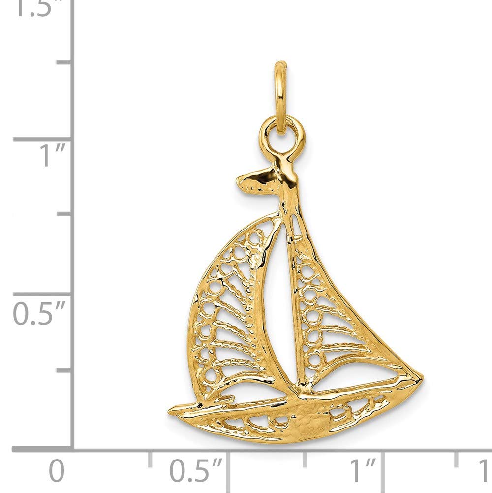 14k Sailboat Charm Yellow Gold