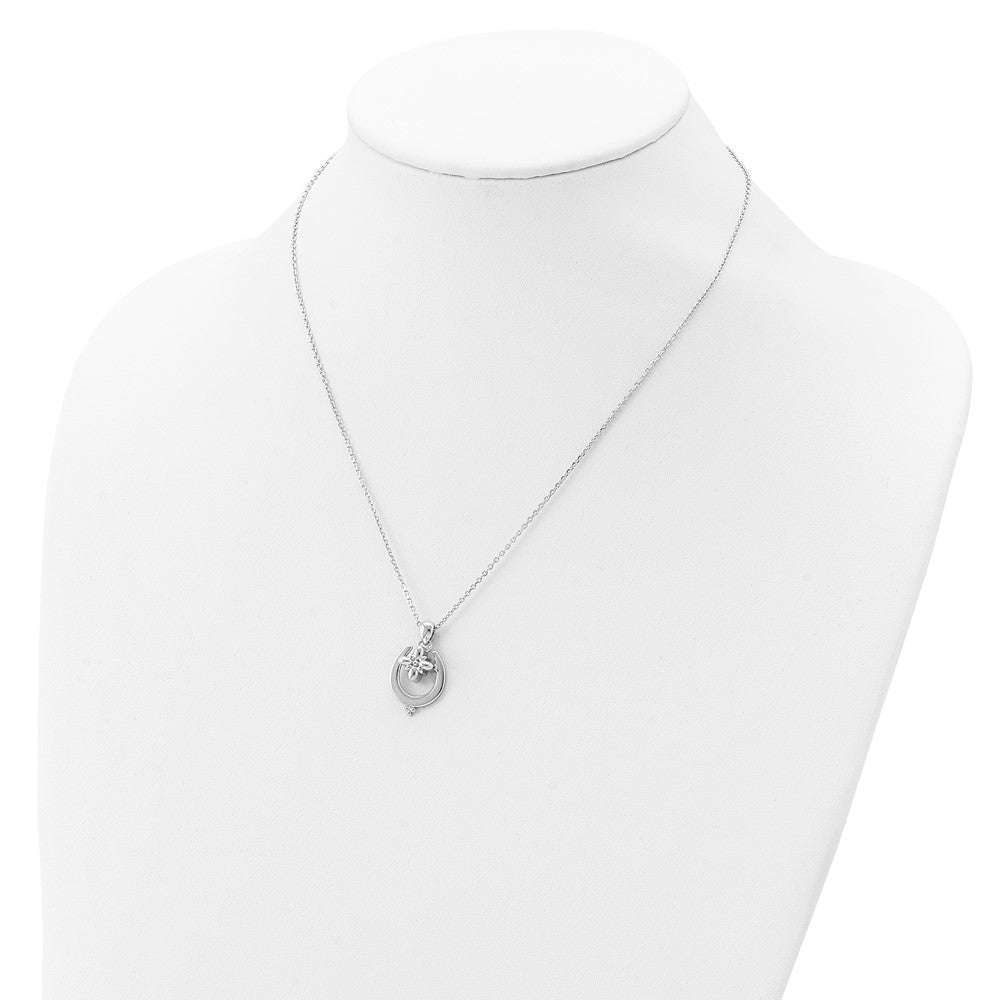 Sterling Silver Rhodium-plated Horseshoe Ash Holder 18in Necklace 18 Inches