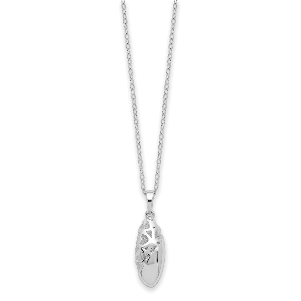 Sentimental Expressions Sterling Silver Rhodium-plated Scrolled Hearts Ash Holder 18 Inch Necklace 18 Inches