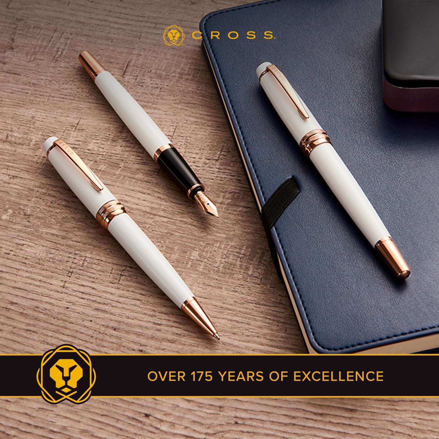 Cross Bailey Refillable Fountain Pen, Medium Nib, Includes Premium Gift Box - Medalist Chrome