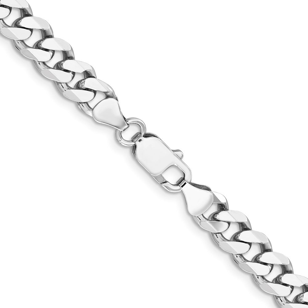 Sterling Silver Rhodium-plated 7.5mm Curb Chain 22 Inches