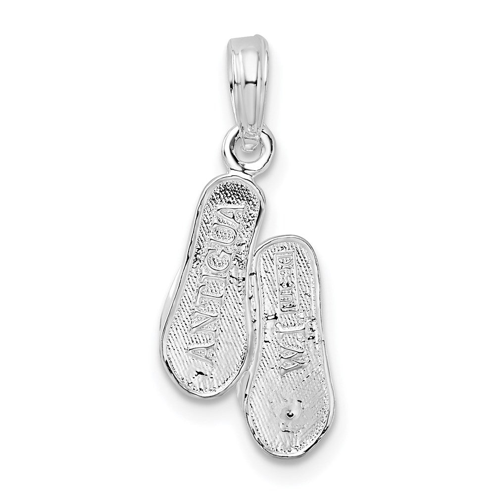 De-Ani Sterling Silver Rhodium-Plated Antigua W.I. 3D Flip Flops Pendant