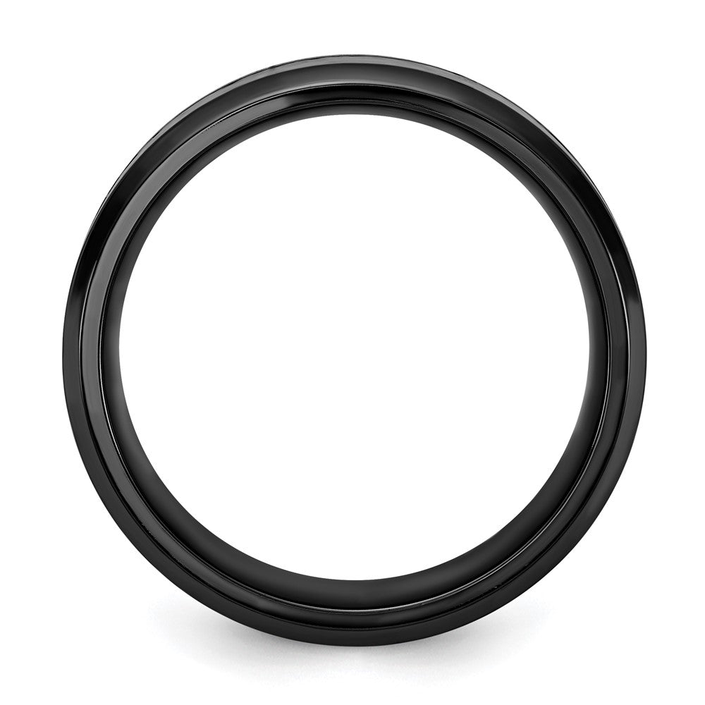 Black Zirconium Polished with Imitation Opal Inlay 8mm Band Size - 10.5