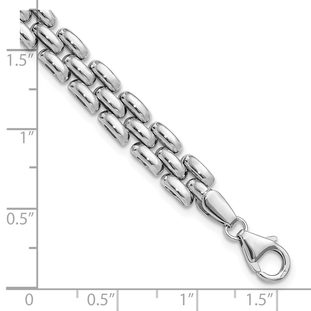 Sterling Silver Rhodium-plated Polished Fancy Link Bracelet 7.5  inches