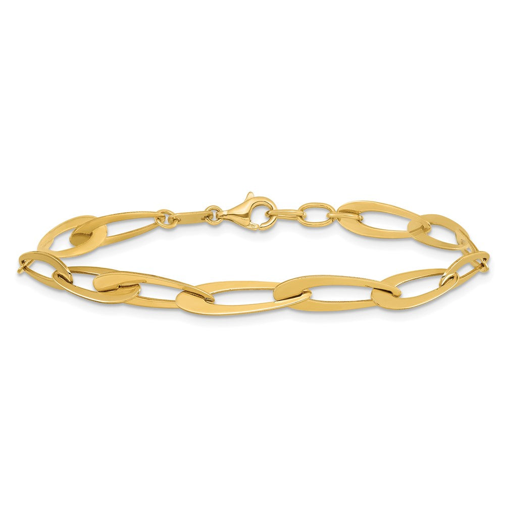 14K Polished Fancy Link w/.25in ext. Bracelet 7  inches