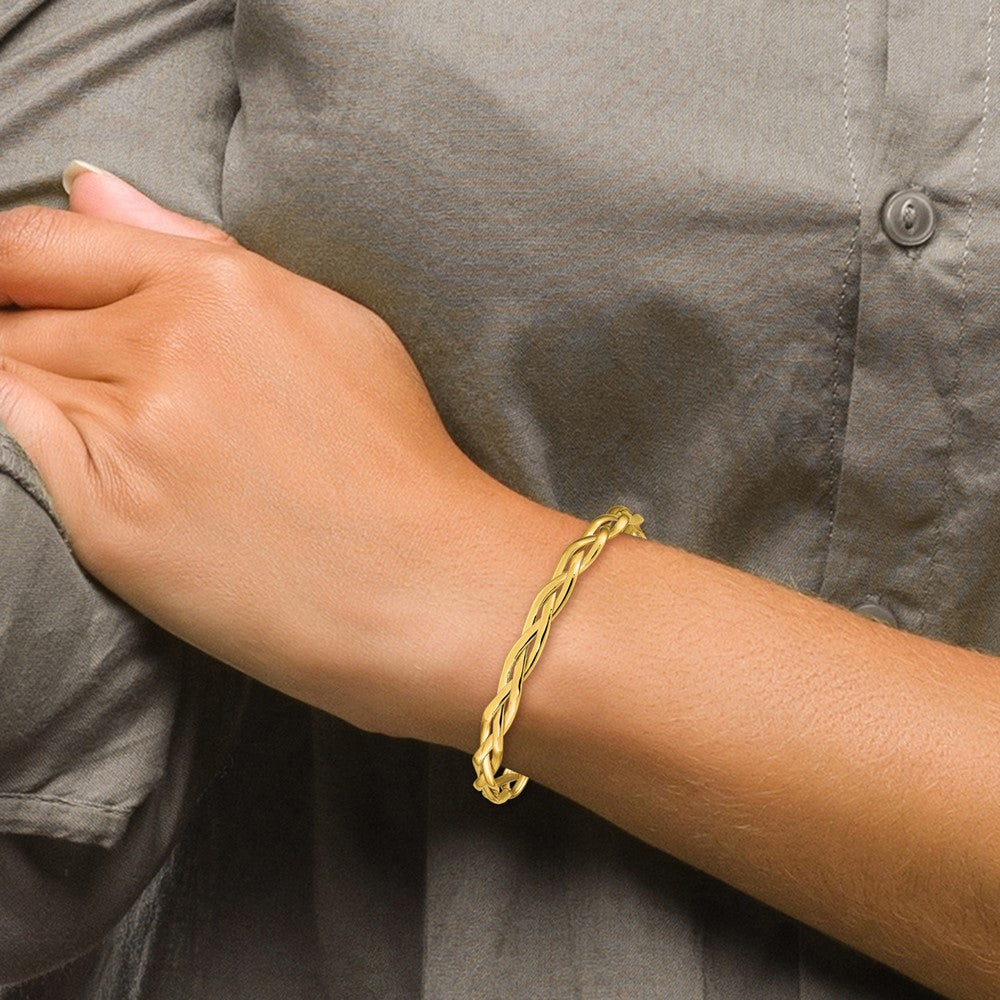 14k Polished Braided Cuff Bangle