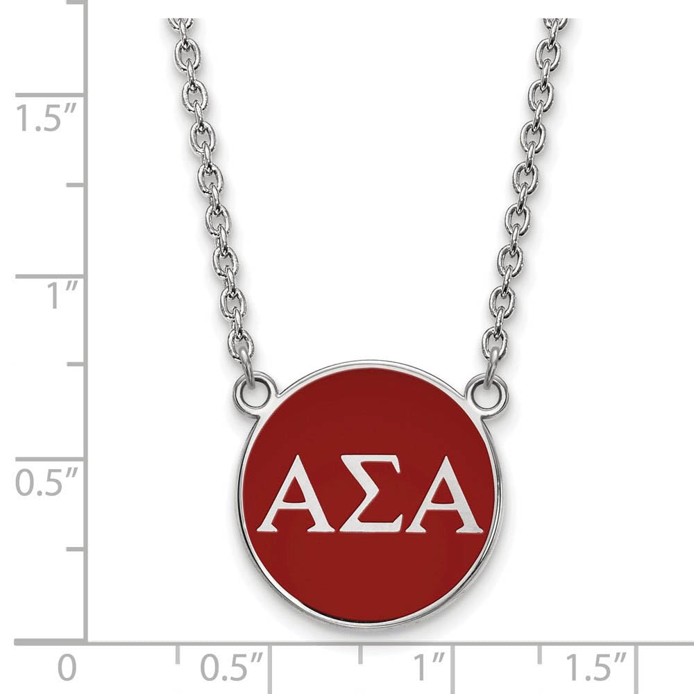 Sterling Silver 18in Official Licensed Greek Sororities Alpha Sigma Alpha (???) Small Enamel Pendant w/Necklace