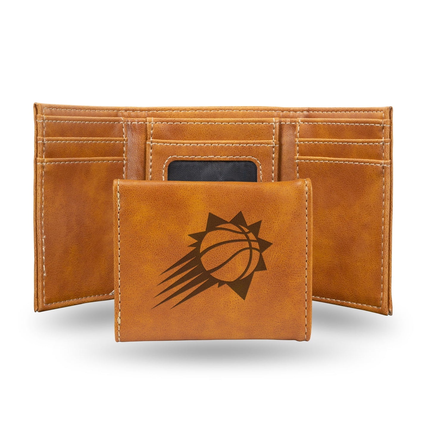 Basketball Rico Industries Phoenix Suns Brown Laser Engraved Trifold Laser Engraved Tri-Fold Wallet - Men's Accessory