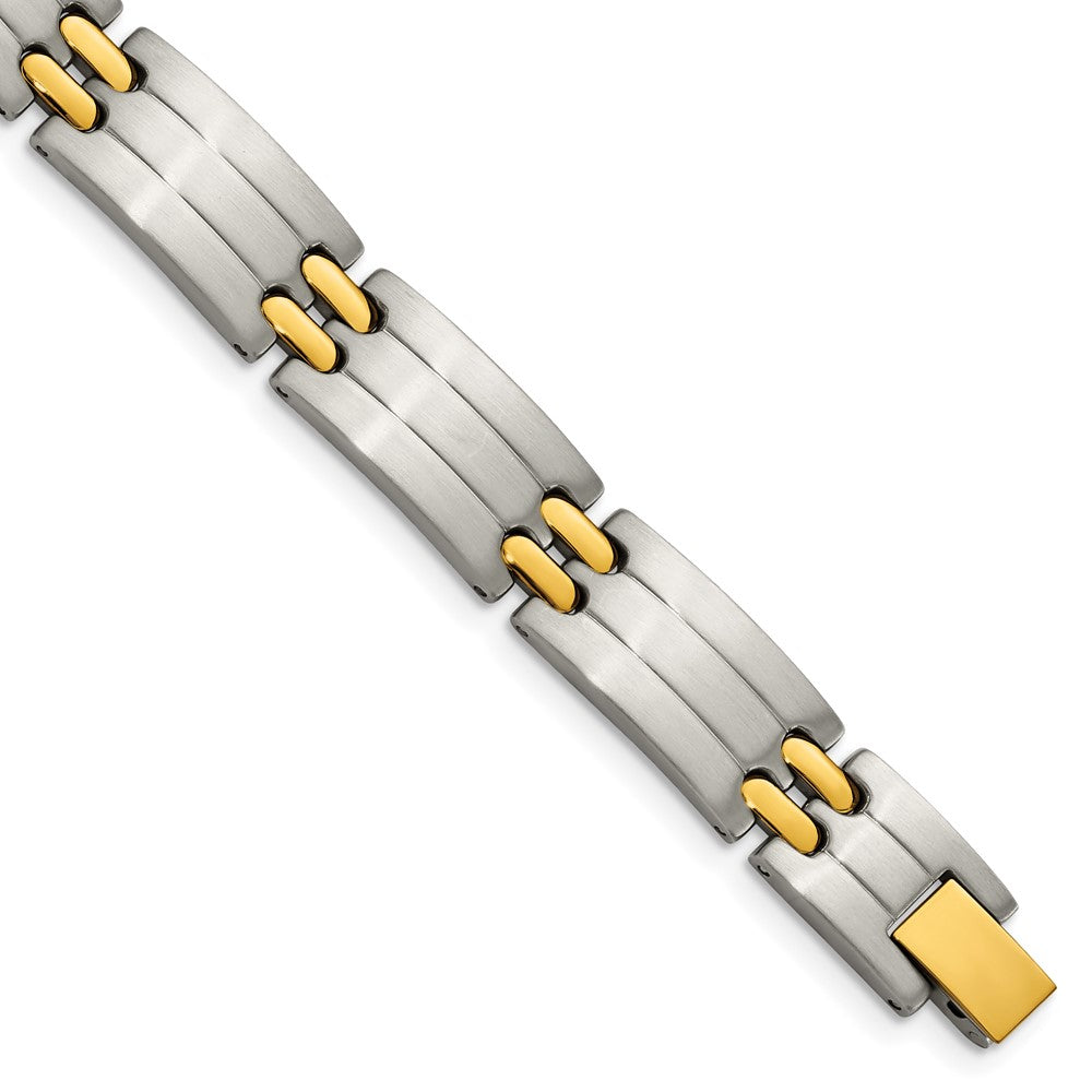 Stainless Steel Brushed and Polished Yellow IP-plated 8.75in Bracelet 8.75 inches
