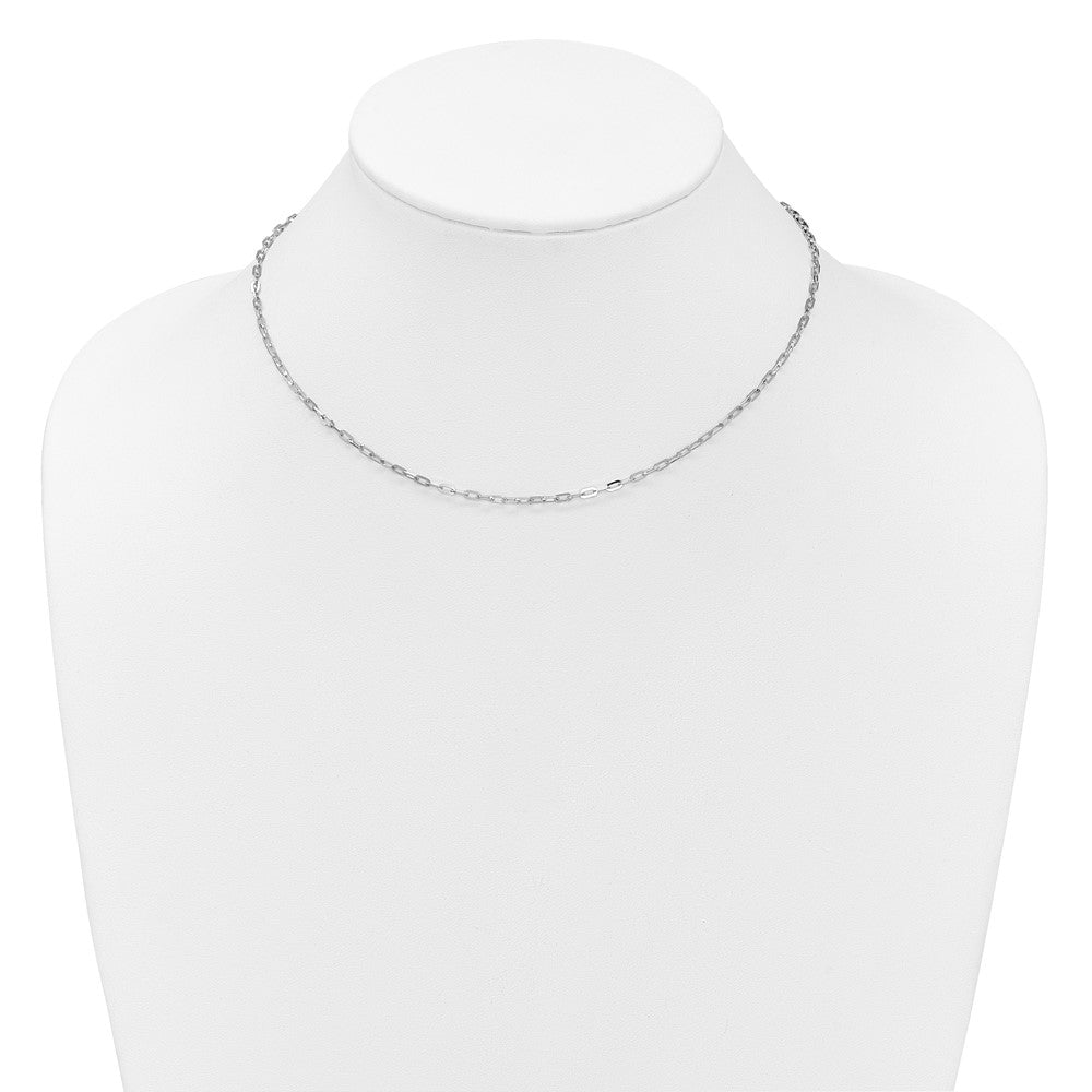 14K White Gold Adjustable 2mm Flat Cable Chain