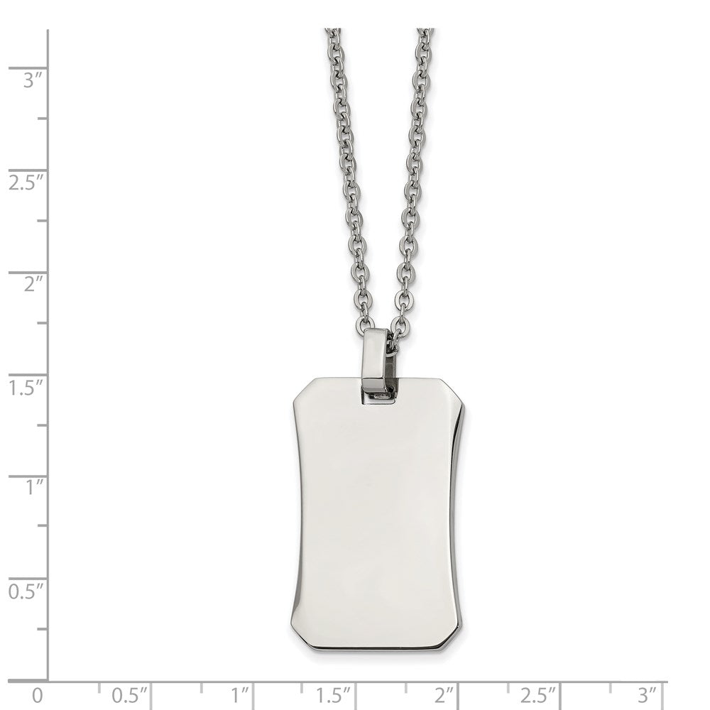 Stainless Steel Polished 22in Dog Tag Necklace