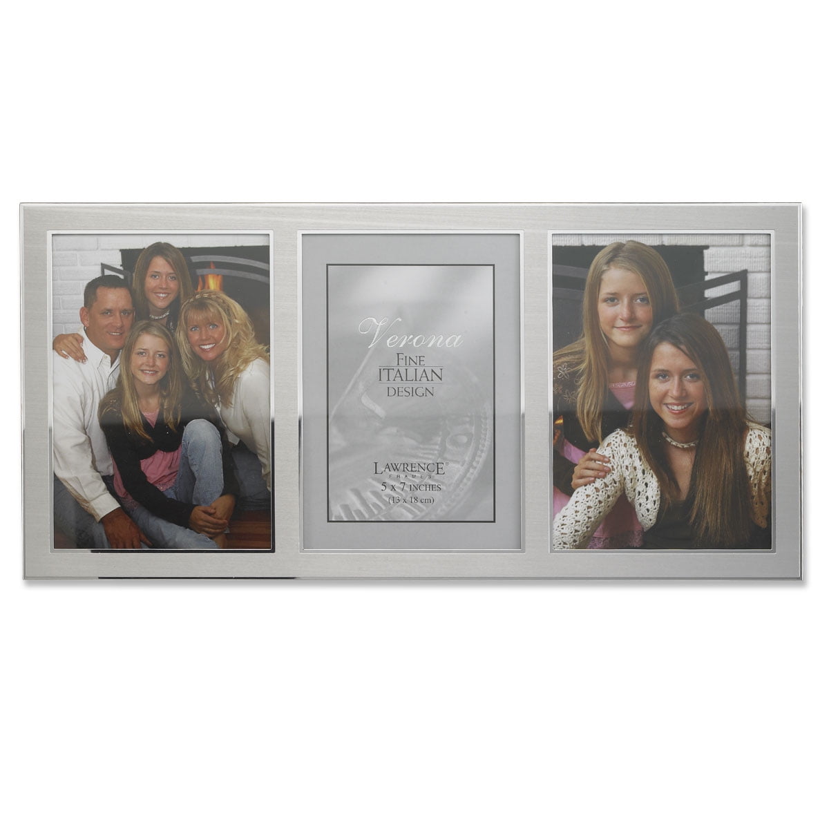 Brushed Silver Metal and Shiny Metal Two Tone 5x7 Hinged Triple Opening Panel