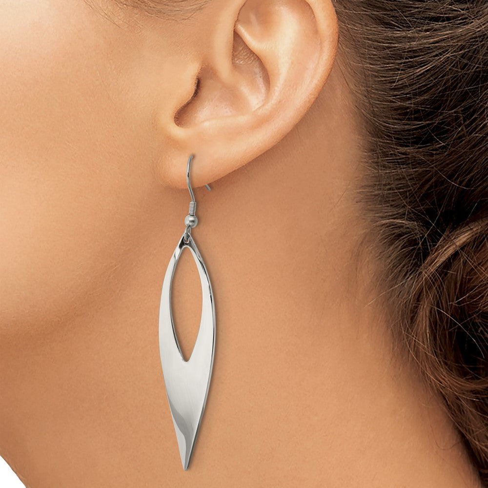 Stainless Steel Polished Dangle Shepherd Hook Earrings