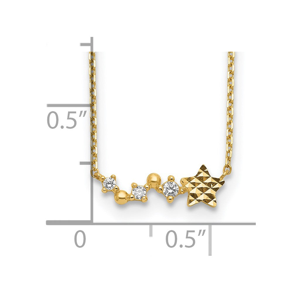 14K Diamond-Cut Star CZ with 2IN EXT Necklace