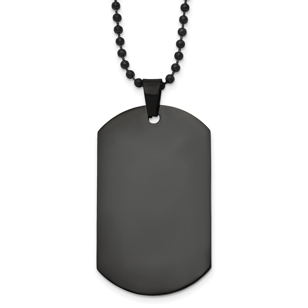 Stainless Steel Polished Black IP-plated Dog Tag 20in Necklace