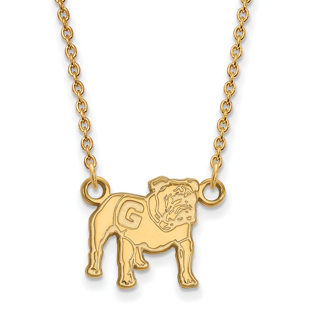 Sterling Silver Gold-plated LogoArt University of Georgia Bulldog Small Pendant 18 inch Necklace QGP066UGA-18