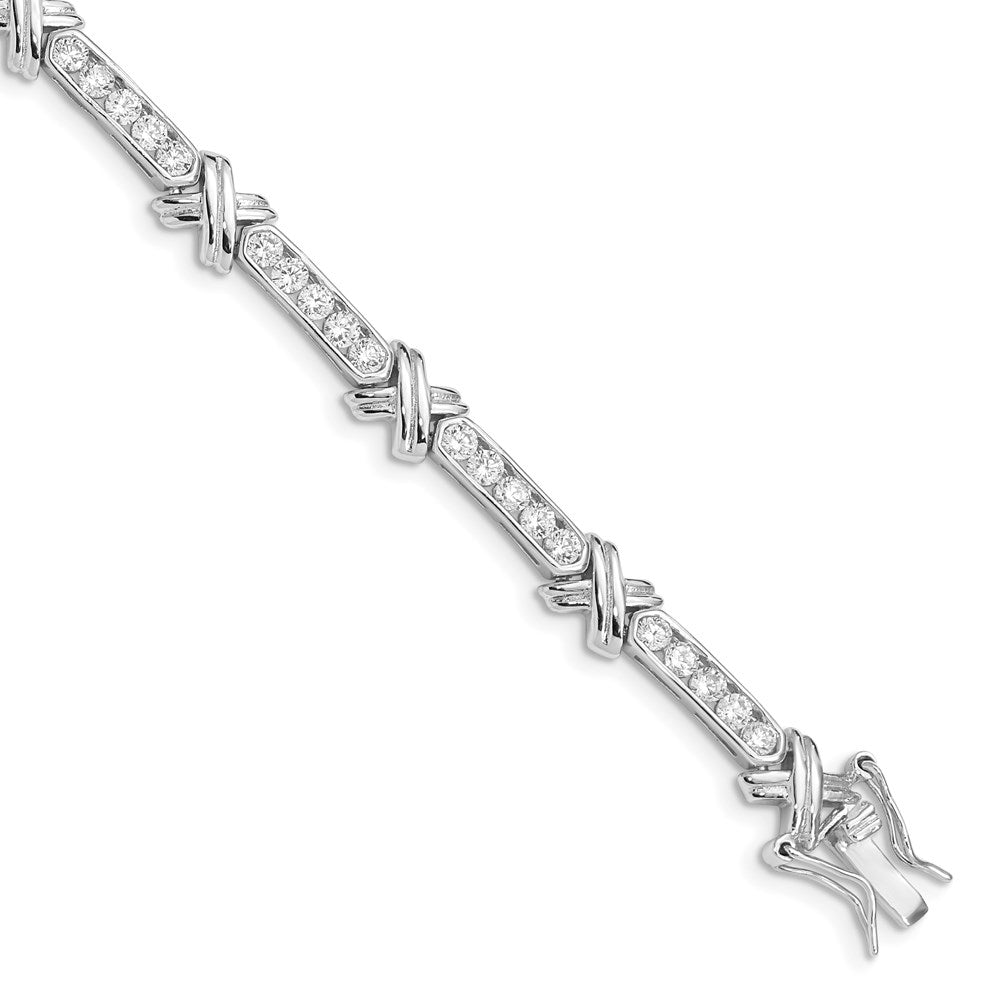 Sterling Silver Rhodium-plated CZ  -X- Bracelet 7 inches