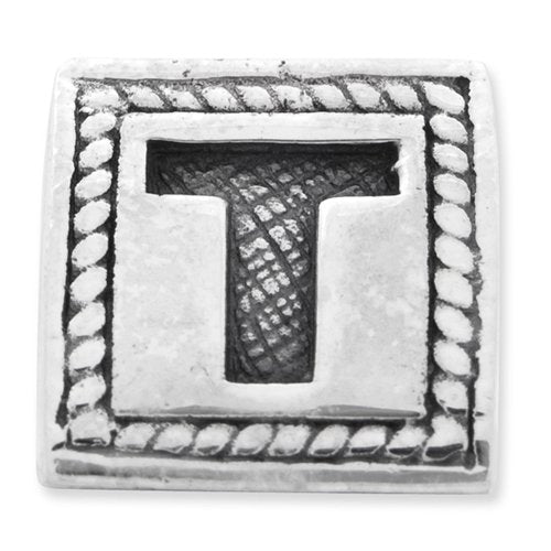 Reflection Beads QRS1429T Sterling Silver Letter T Triangle Block Bead