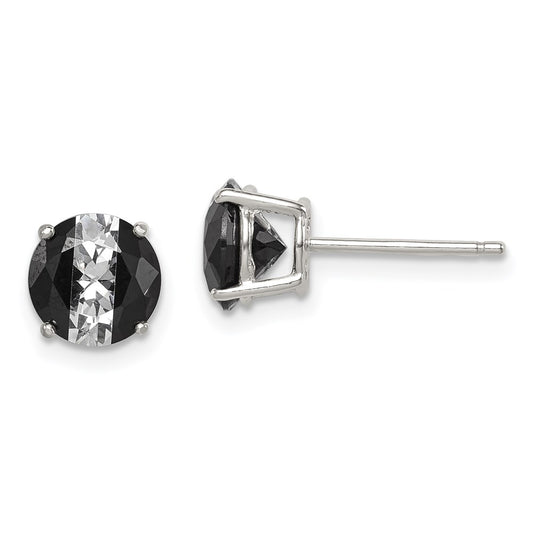 Sterling Silver Polish Rhod-plated Created Ruby Heart Post Dangle Earrings