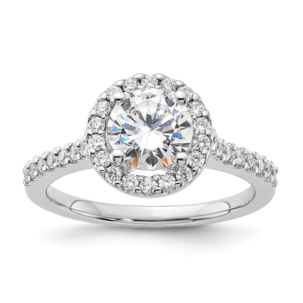 Sterling Silver Rhodium-plated Diamonore Circle Halo Ring