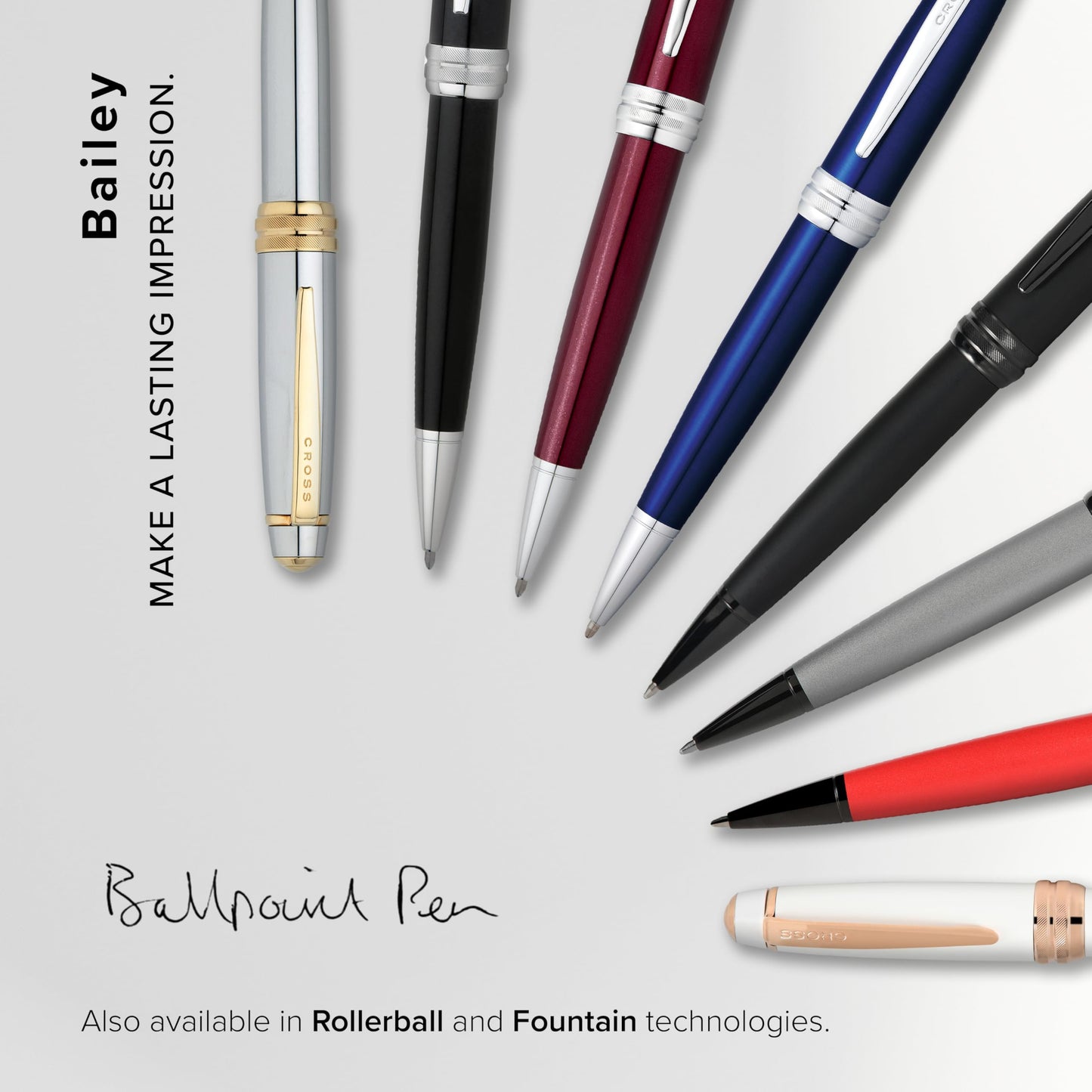 Cross Bailey Refillable Ballpoint Pen, Medium Ballpen, Includes Premium Gift Box - Red Lacquer