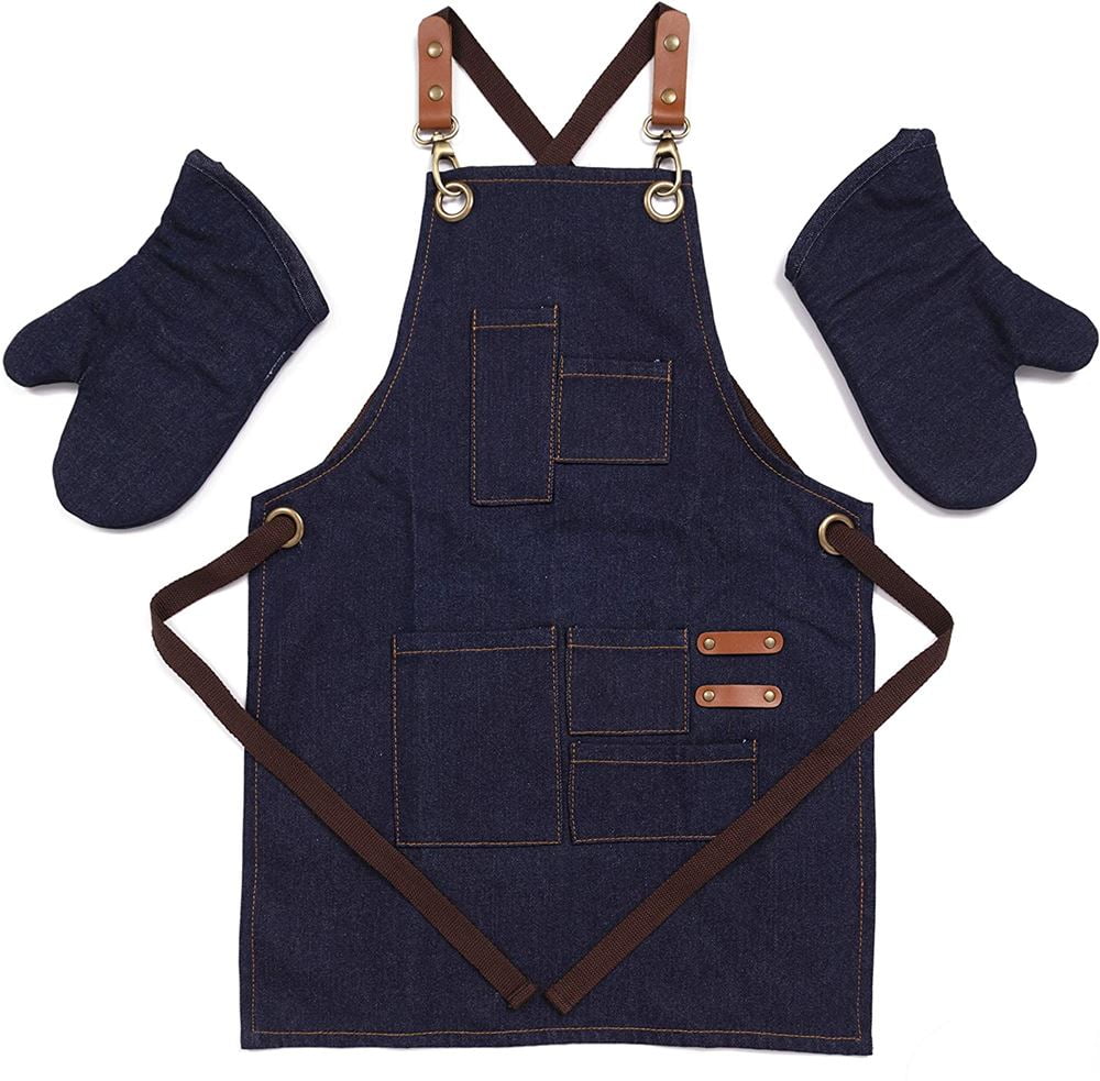 Adjustable Kitchen Apron with Pockets Unisex