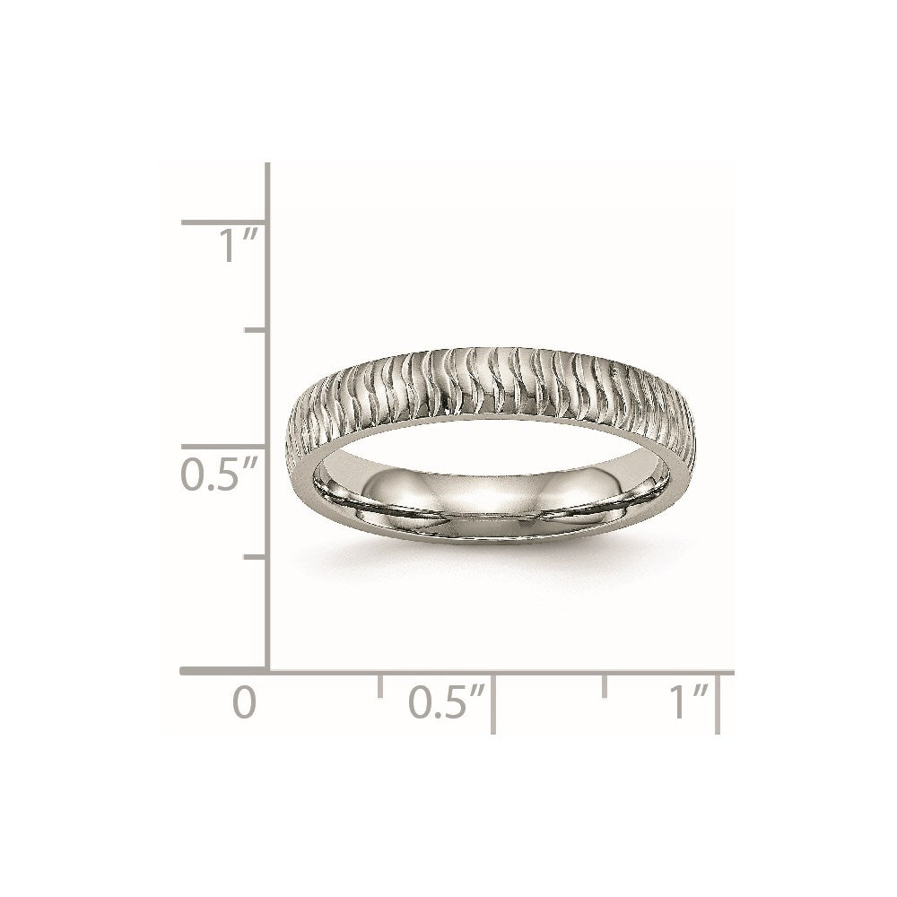 Stainless Steel Polished and Textured 4mm Band Size - 8.5