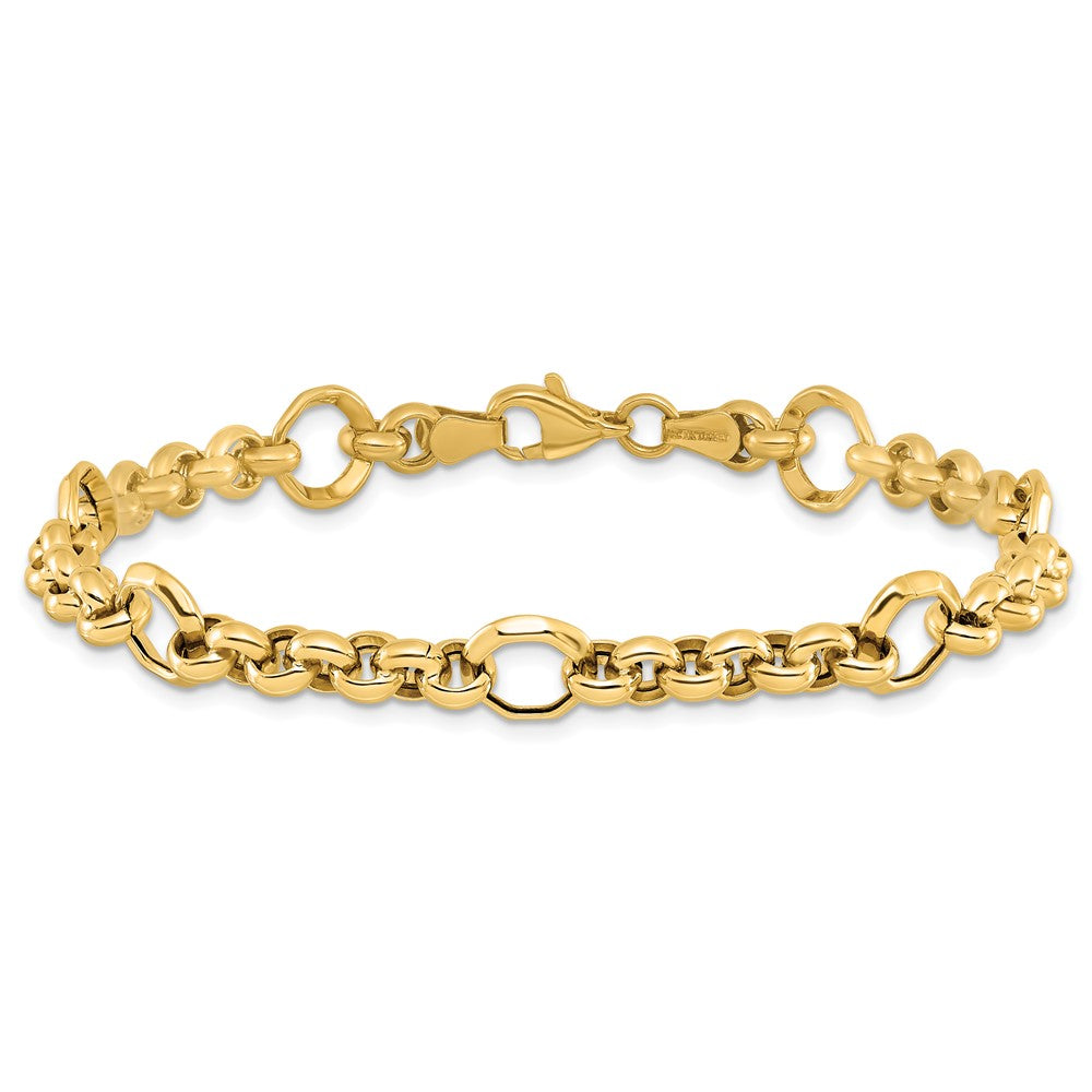 10K Polished D/C Fancy Link Bracelet 7.5  inches