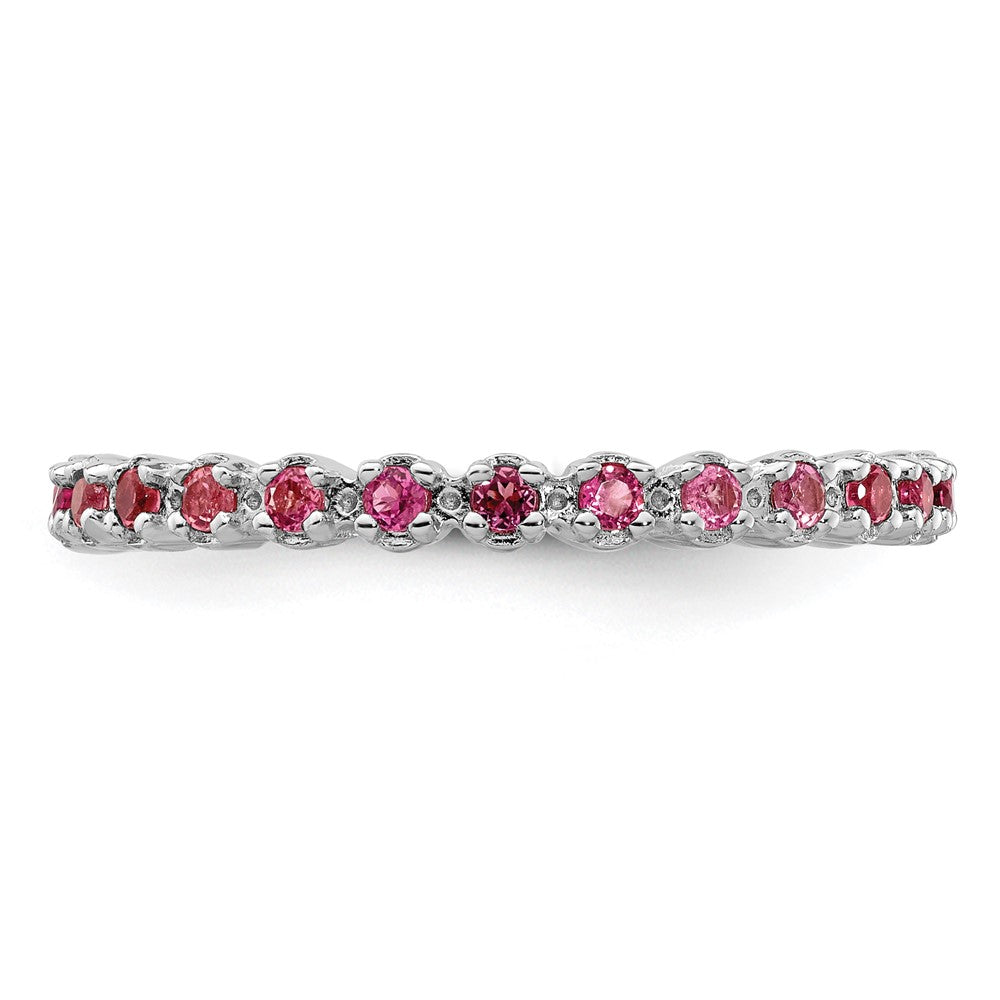 Sterling Silver Stackable Expressions Pink Tourmaline Ring Size -5