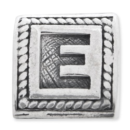 Reflection Beads QRS1429E Sterling Silver Letter E Triangle Block Bead
