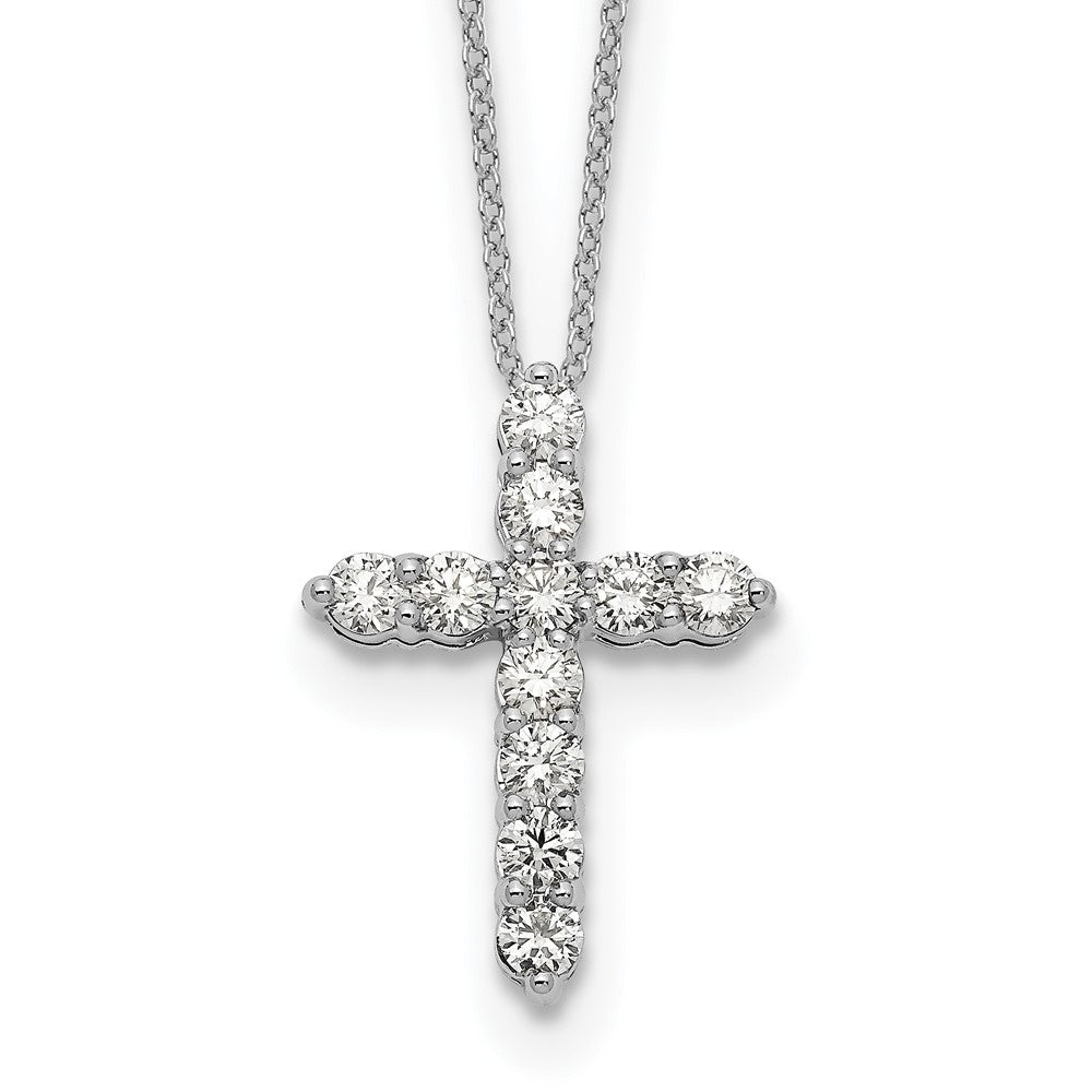 True Origin 14k White Gold 1 carat Lab Grown Diamond VS DEF 18 inch Cross Pendant Necklace