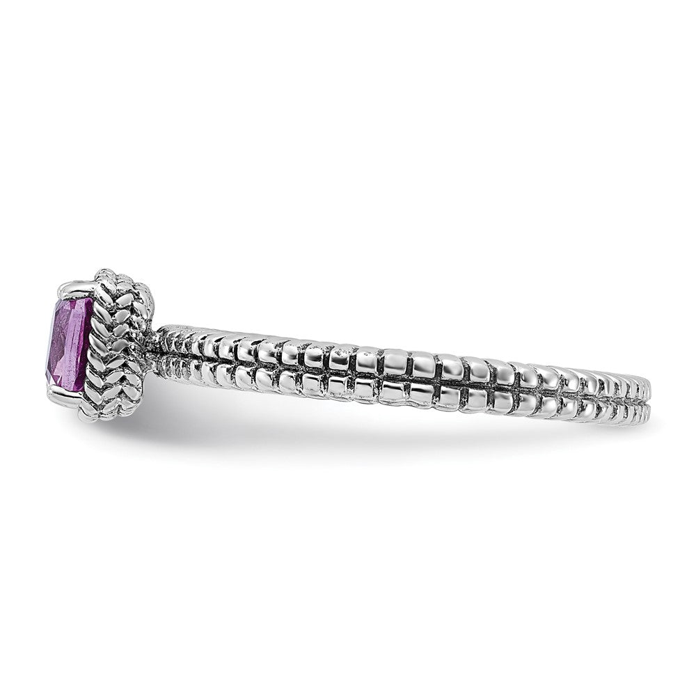 Sterling Silver Stackable Expressions Created Pink Sapphire Ring