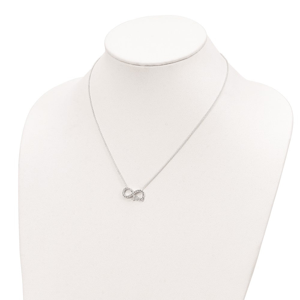 Sterling Silver Rhodium-plated CZ Infinity LOVE Necklace 18 Inches