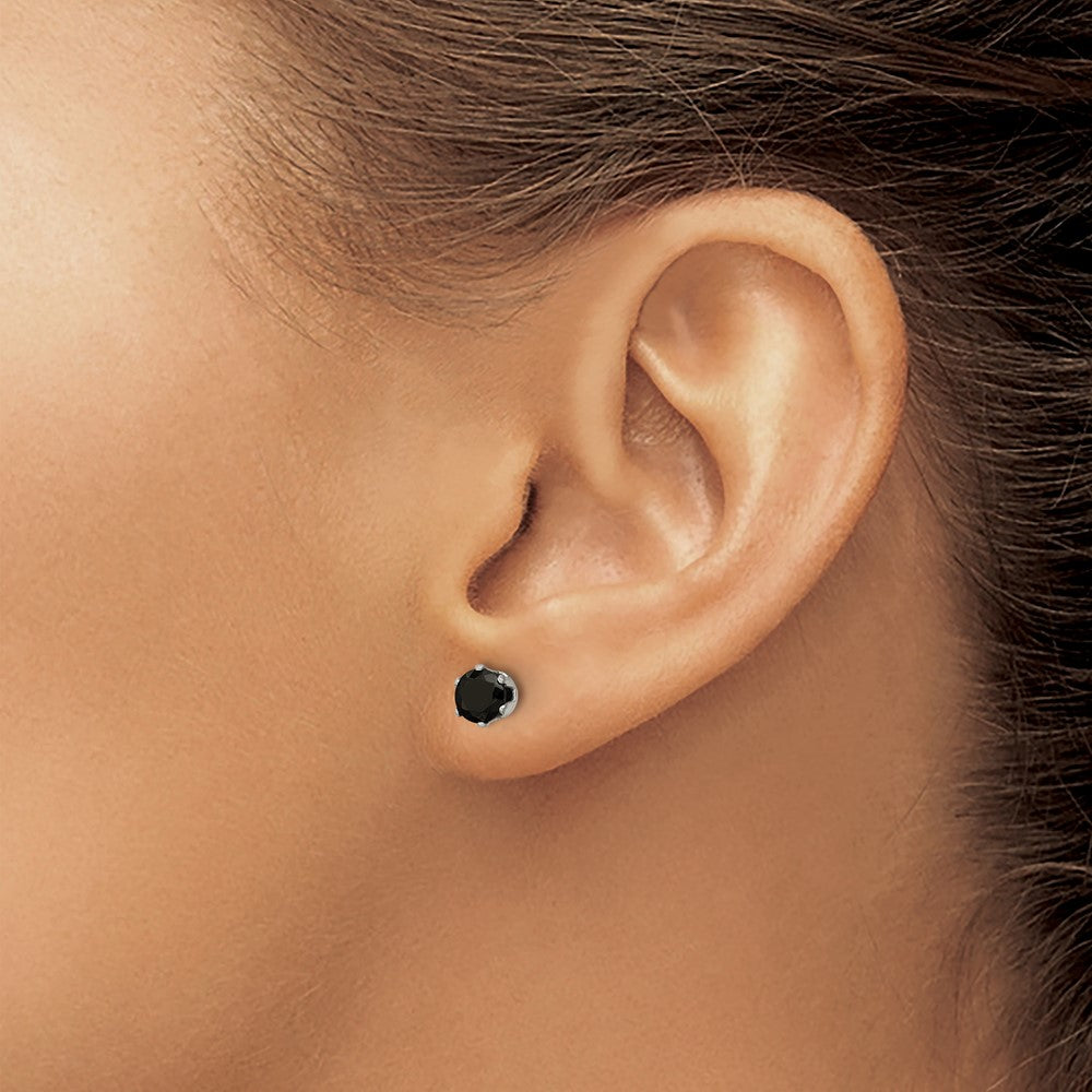 Stainless Steel Polished 5mm Black Round CZ Stud Post Earrings