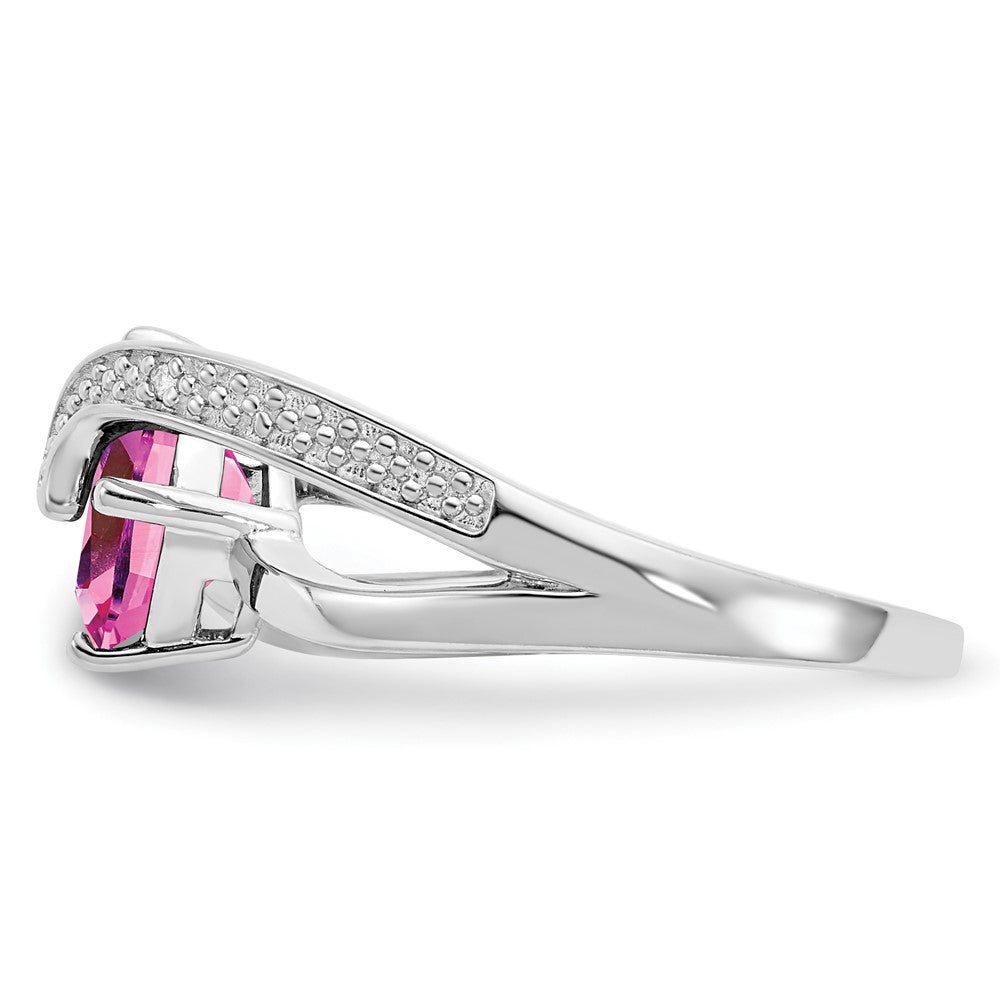 Sterling Silver ANC CR Pink Sapphire & Diamond Ring