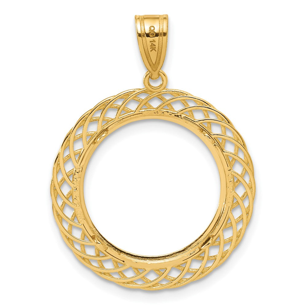14k Diamond Cut Quad Loop with 16.5mm Prong Coin Bezel Pendant