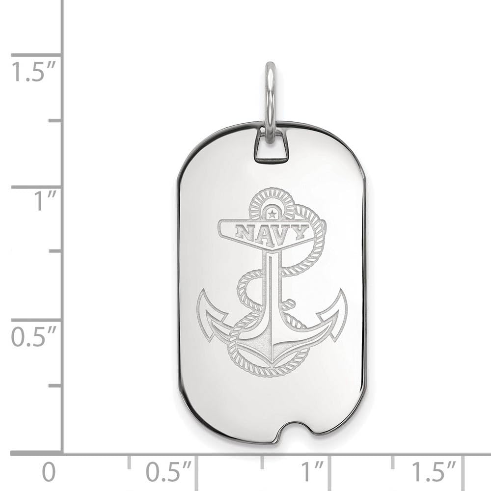 LogoArt Sterling Silver Navy Small Dog Tag Pendant Necklace