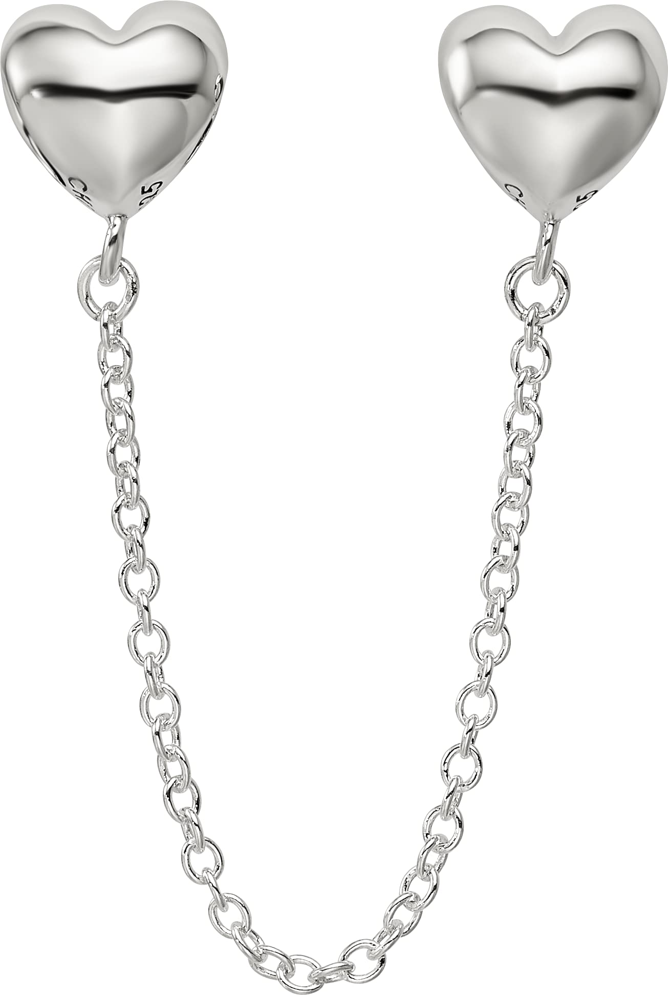 Sterling Silver Reflections Polished Hearts Safety Chain