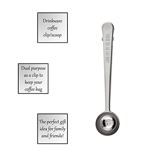 SB Design Studio D4421 SIPS Stainless Steel Coffee Clip/Scoop, 6.75-Ounces, Grab Life