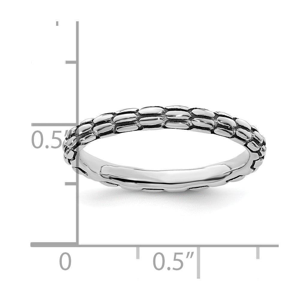 Sterling Silver Stackable Expressions Antiqued Ring Size -5