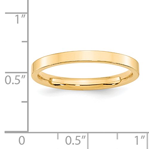 14k Yellow Gold 2.5mm Standard Weight Flat Comfort Fit Wedding Band Size 8.5 FLC025