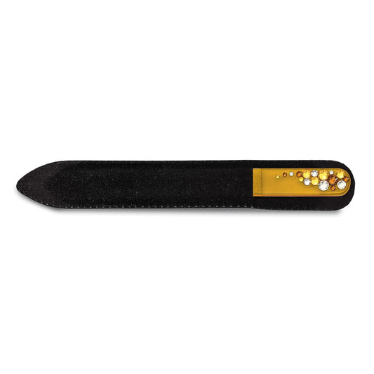 Luxury Giftware Set of 12 Orange Crystal Design Long Glass Nail Files