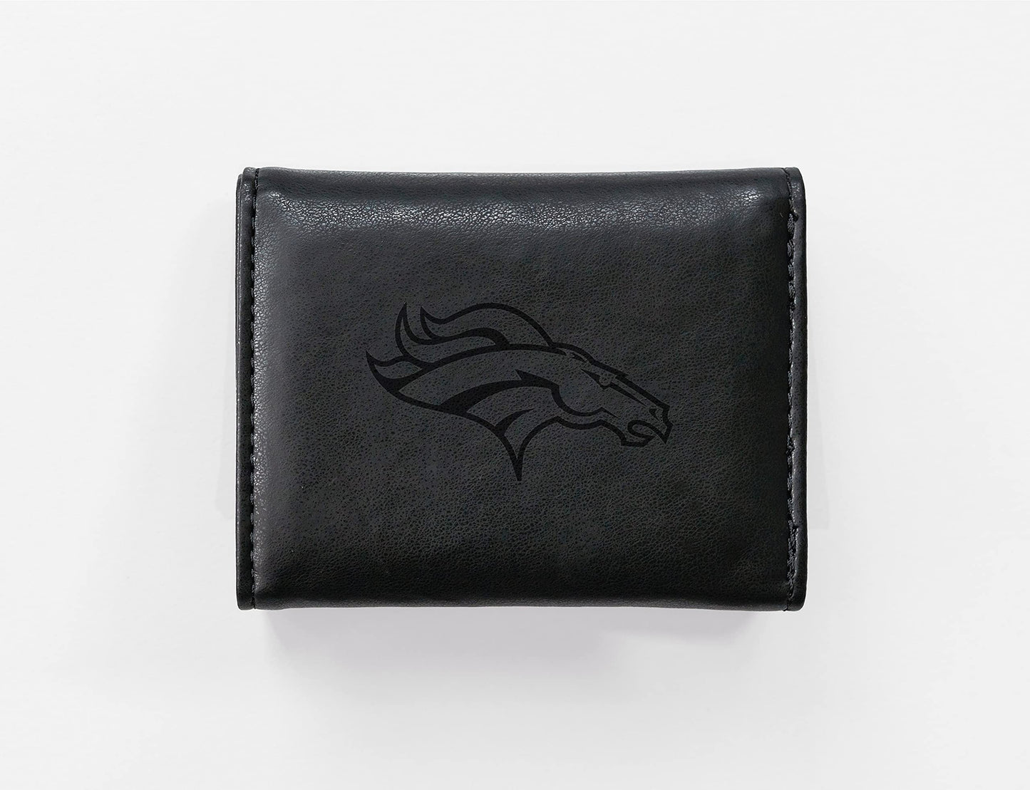 Football Rico Industries Denver Broncos Black Laser Engraved Trifold Laser Engraved Tri-Fold Wallet - Men's Accessory
