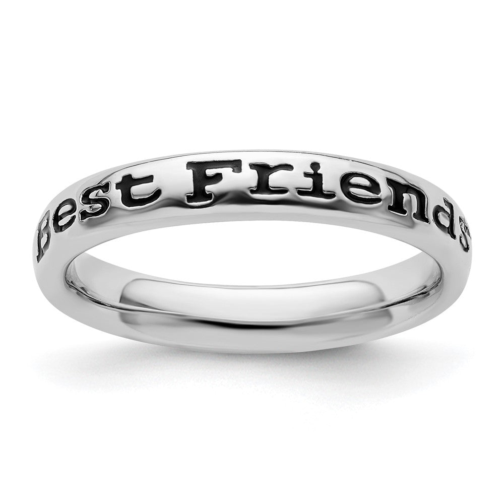 Sterling Silver Stackable Expressions Polished Enameled Friends Ring Size -8