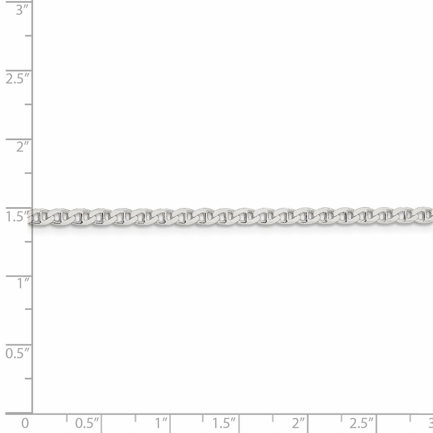 Sterling Silver 3.15mm D/C Flat Anchor Curb Chain Anklet 9 inches