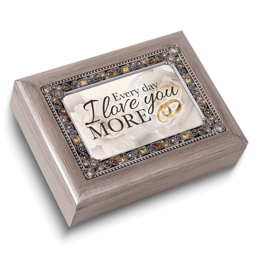 Silver-tone Resin Faux Jewels Anniversary Music Box: YOU LIGHT UP MY LIFE Q-GM22912