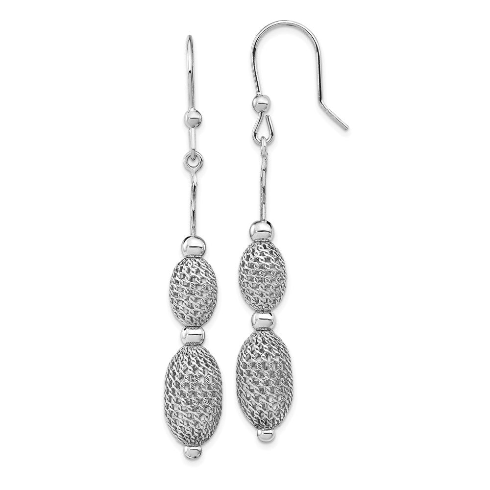 Sterling Silver Rhodium-plated Beaded Dangle Earrings