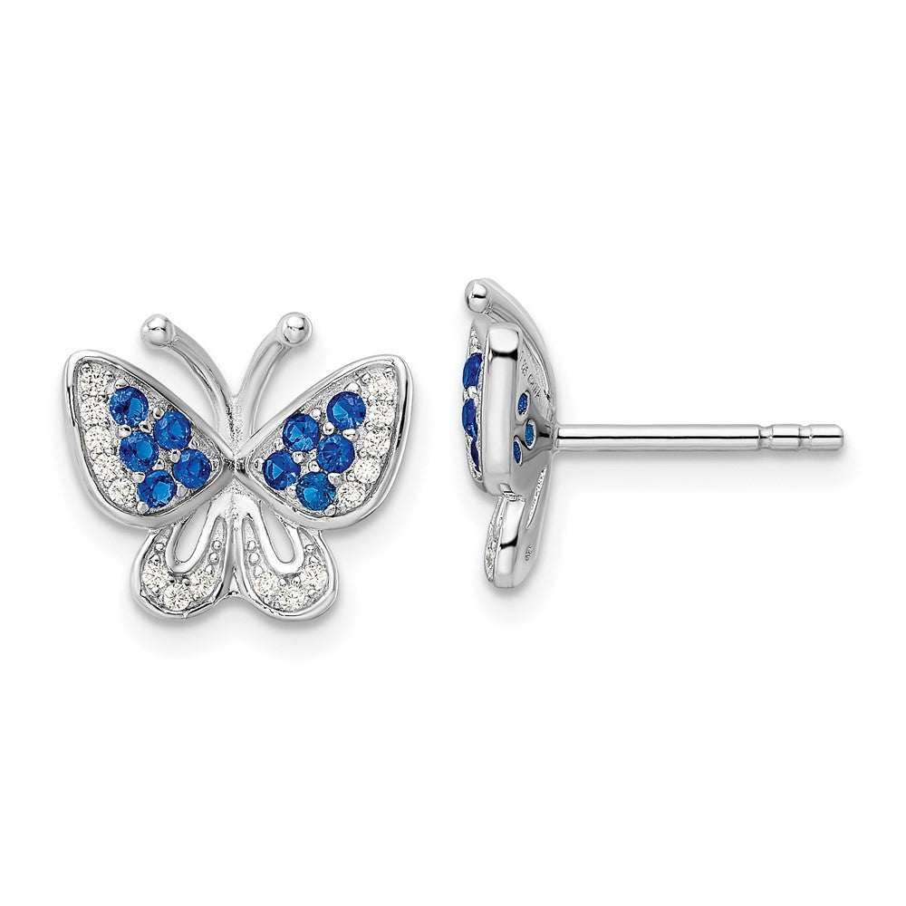 Sterling Silver Rhodium-plated CZ Cross Dangle Round Hoop Earrings