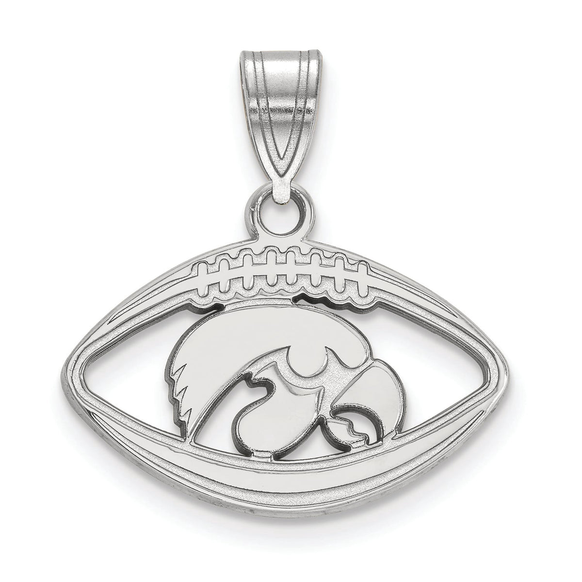 Women's Iowa Hawkeyes Sterling Silver Logo Football Pendant